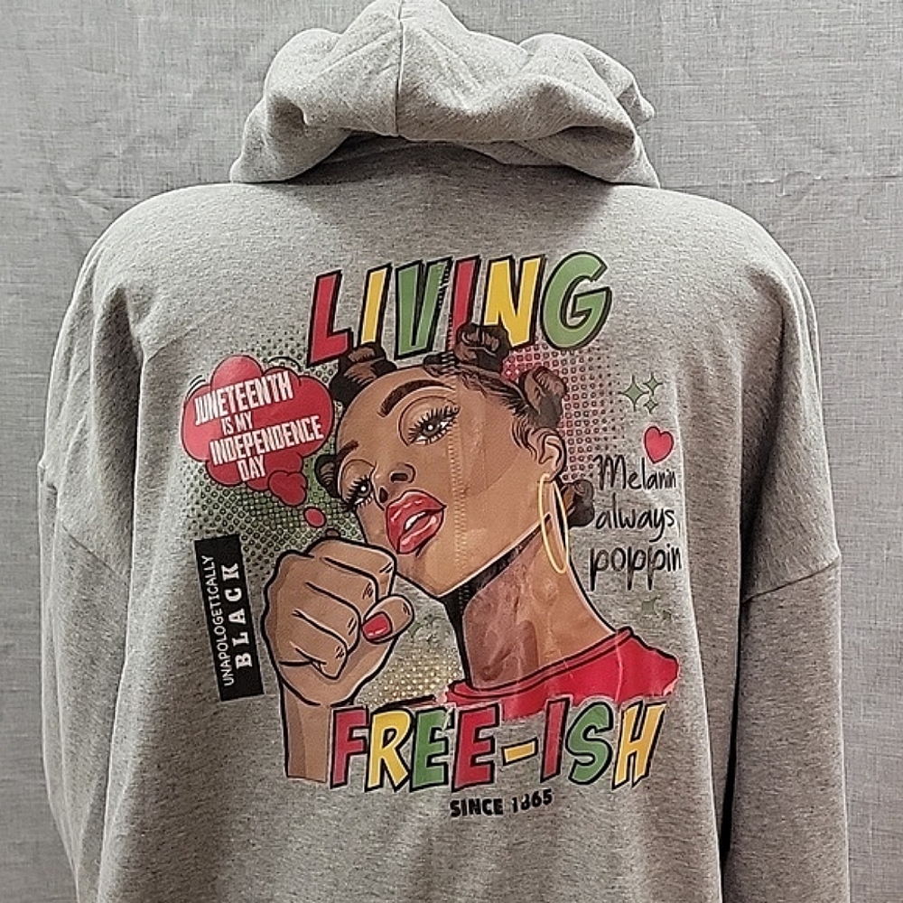 Time and Tru NWT Juneteenth 'Melanin Always Poppin' Graphics Hoodie jacket 2XL
